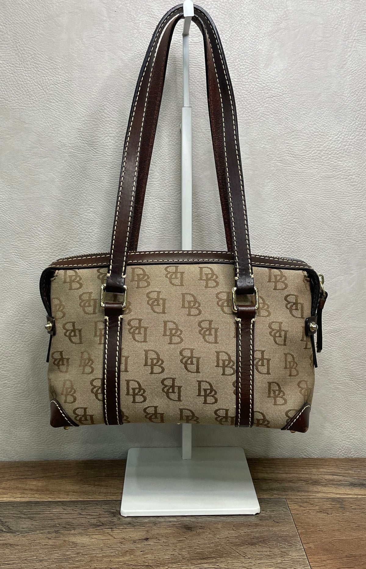 Dooney & Bourke Brown Monogram Canvas Vintage Satchel Shoulder Bag