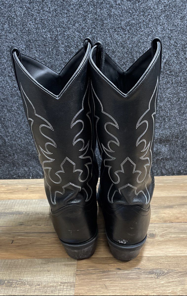Old West TBM3010 Men's Black Leather Western Cowboy Pointed Toe Boots Size 11 D