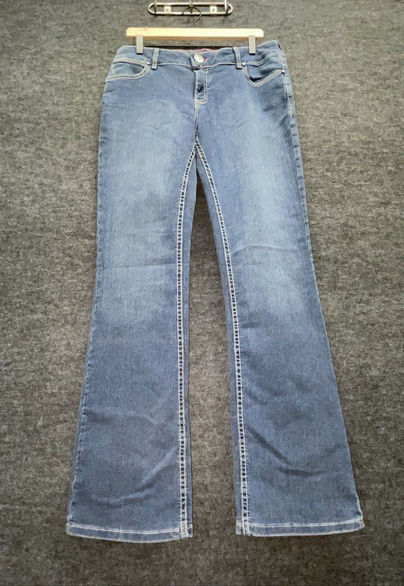Wrangler Women's Blue Aura Bootcut Embroidered Pocket Jeans Sz 11/12x34