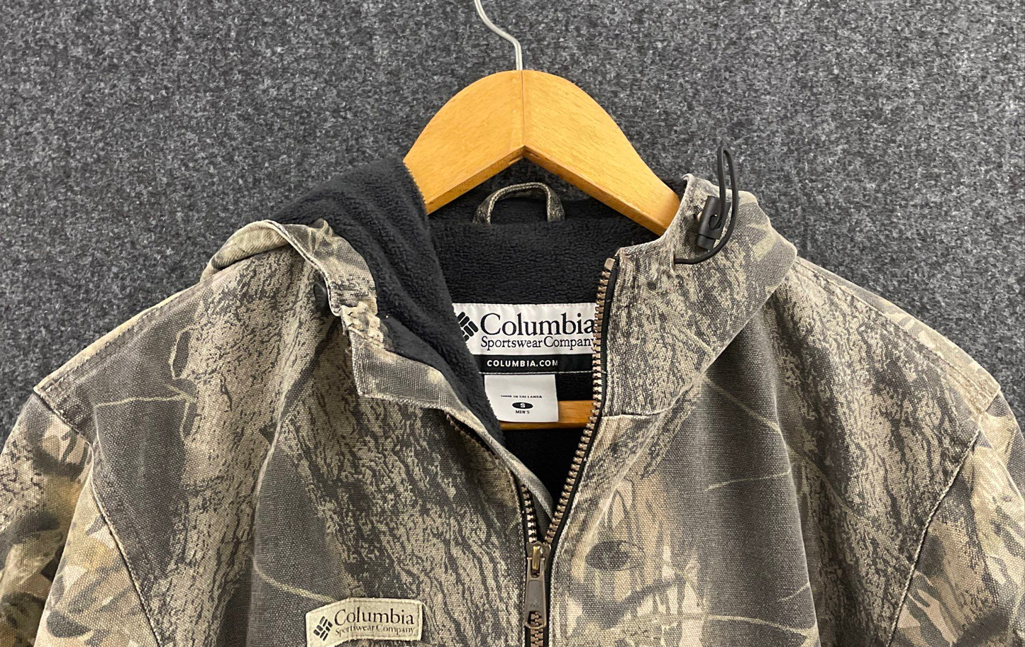 Columbia Men's Mossy Oak Camo Canvas Fleece Lined Hooded Work Jacket Sz S