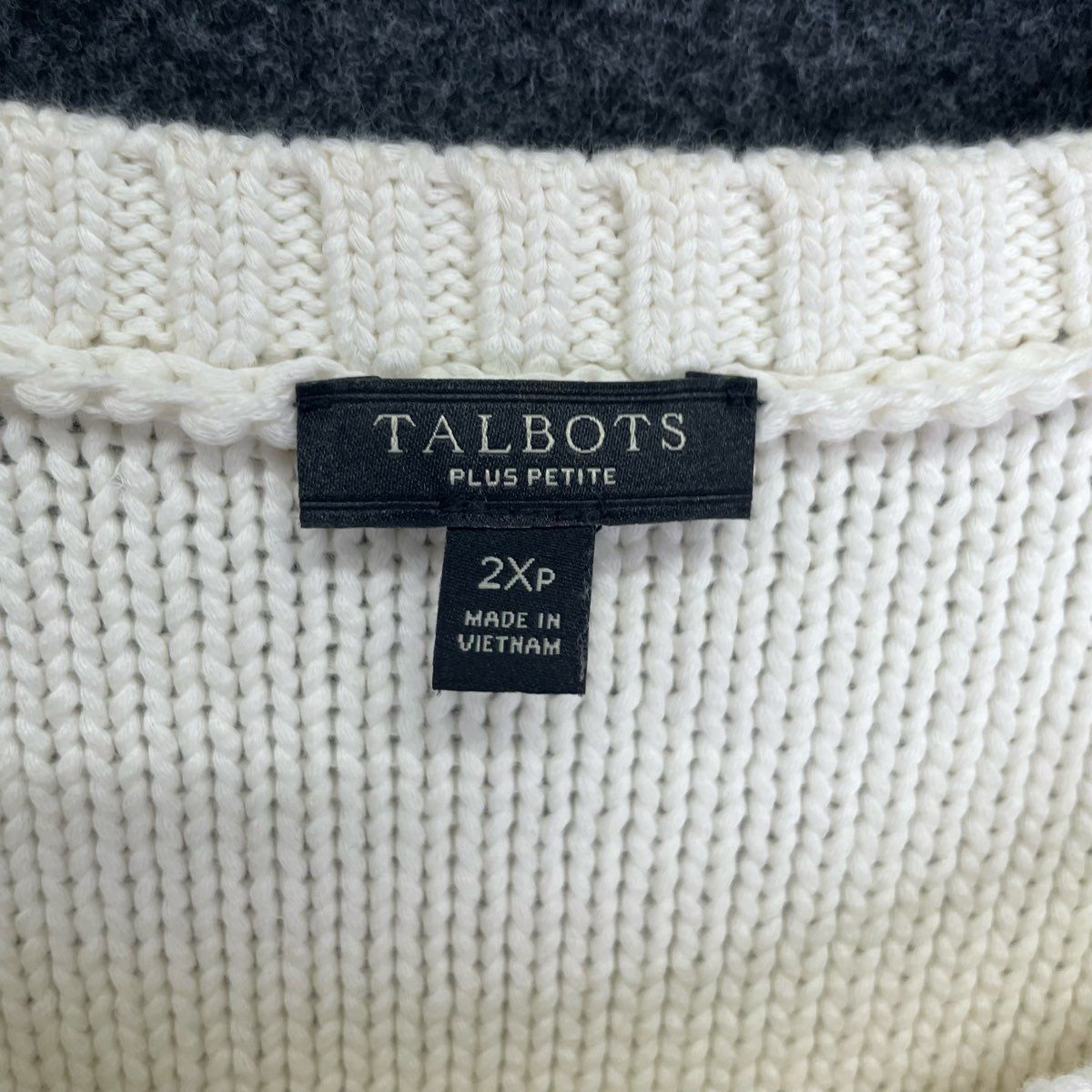 Talbots Women's Cream Cable Front Crewneck Sweater Cotton Blend Sz 2XP