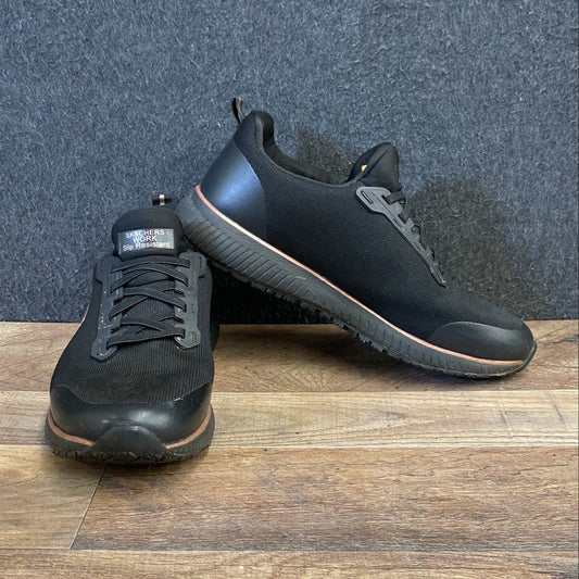 Skechers Work Squad SR Black Rose Gold Slip Resistant Shoes Women's Size 8.5