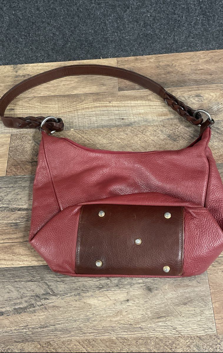 Vintage Valentina Red Pebbled Leather Hobo Shoulder Bag Made in Italy