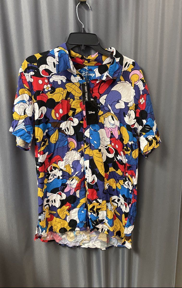 Disney Hot Topic Sensational Six All Over Print Aloha Shirt NWT Sz Medium