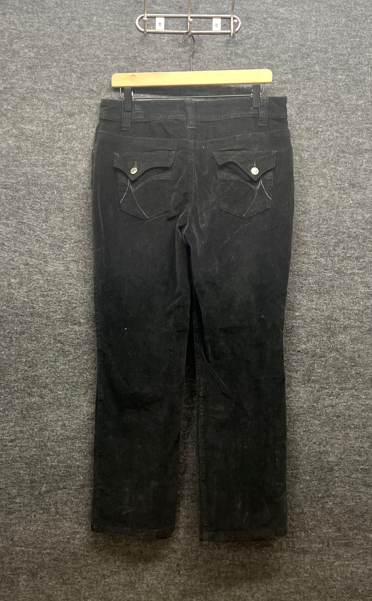Sonoma Women's Black Corduroy Straight Leg Petite Pants Sz 12P