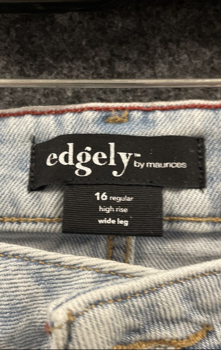 Edgely by Maurices Women's Light Wash Wide Leg High Rise Distressed Jeans NWT 16