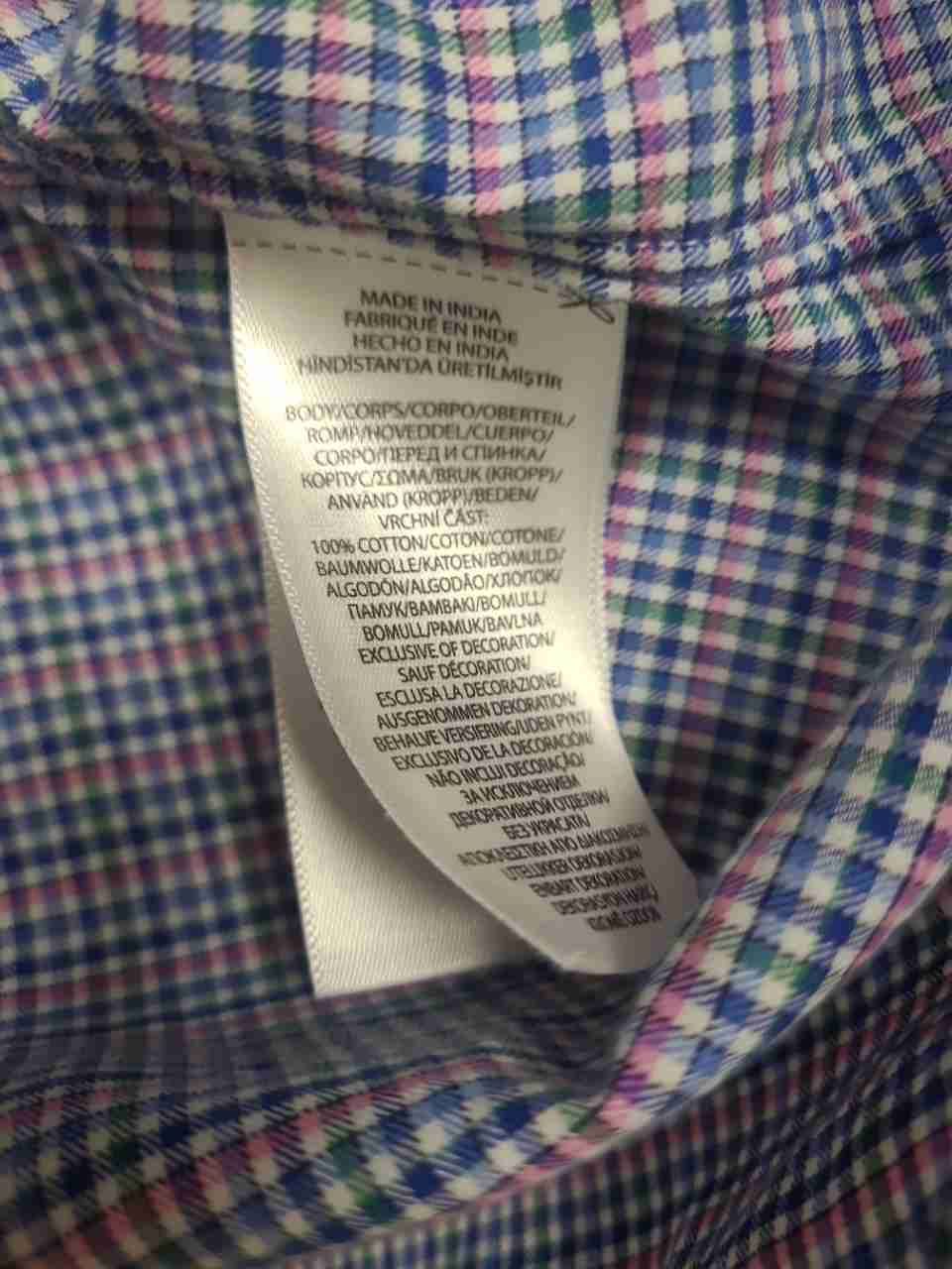 Ralph Lauren Men's Long Sleeve Button Down Shirt Blue Pink Gingham Check Sz M