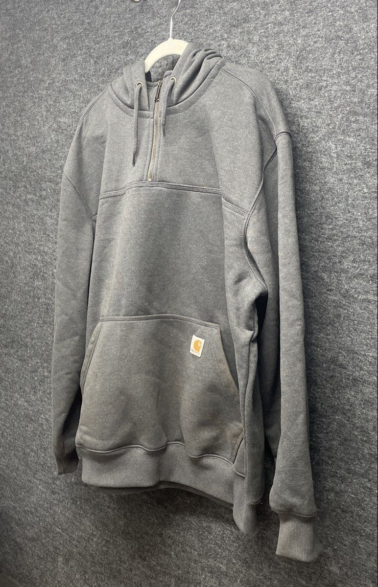 Carhartt Men's Gray Rain Defender Loose Fit Quarter-Zip Hoodie Sweatshirt Sz XL