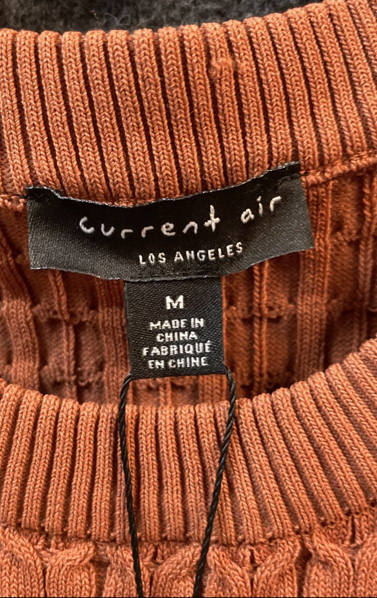 Current Air Women's Rust Sleeveless Cable Knit Mock Neck Belted Dress Sz M NWT