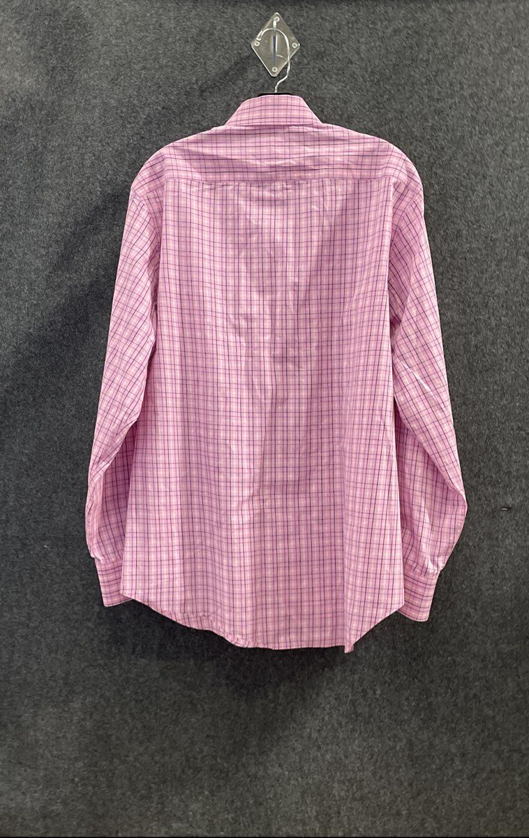 Taylor Byrd Men's Pink Plaid Check Long Sleeve Button Up Shirt Sz L