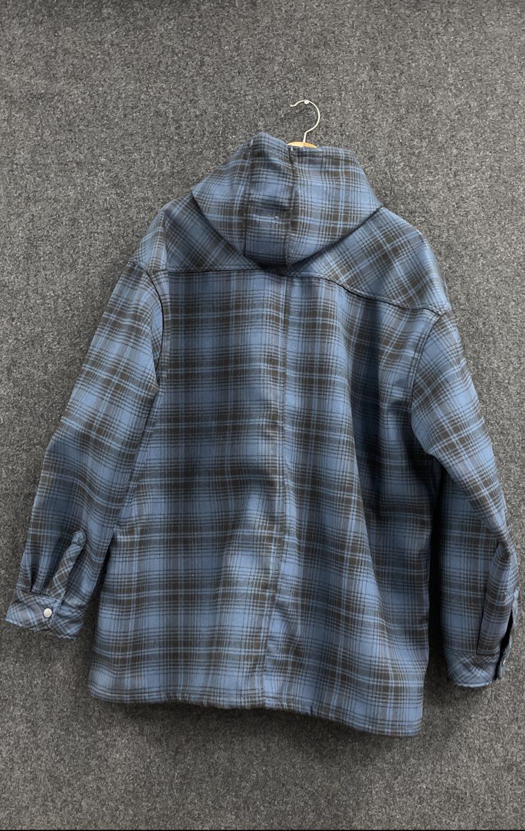 Genuine Dickies Men's Blue Black Plaid Hooded Flannel Shirt Jacket Sz 3XL