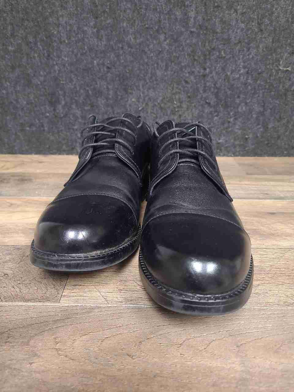 Bruno Marc Downing-01 Black Cap Toe Derby Men's Dress Shoes Size 10