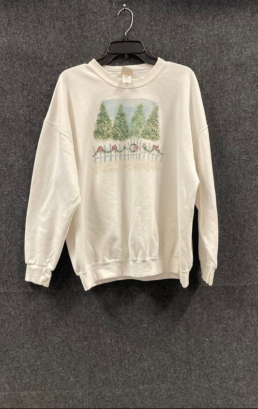 Lee Men's Vintage Y2K Christmas Graphic Crewneck Sweatshirt White Sz 2XL