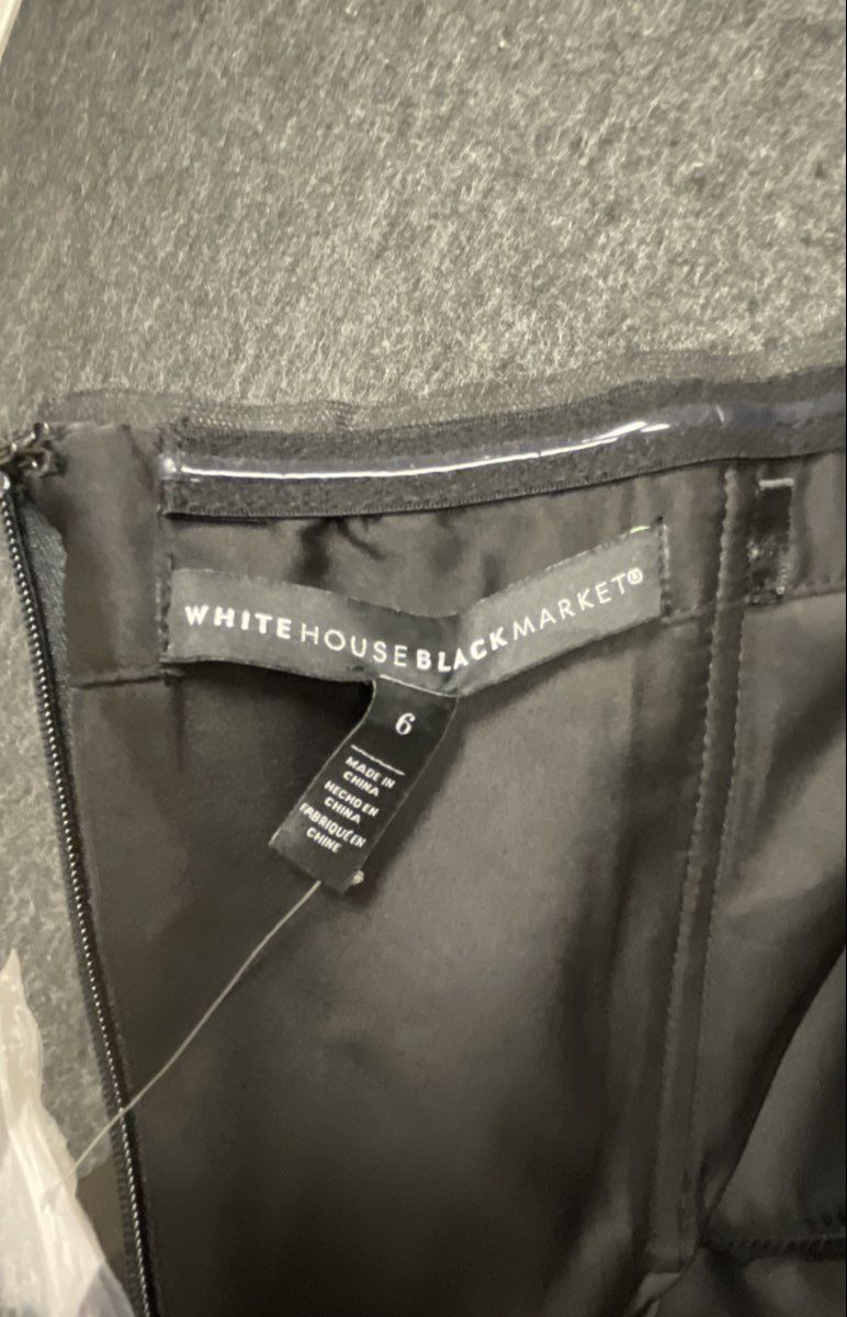 White House Black Market Women's Black Faux Leather Strapless Midi Dress Sz 6