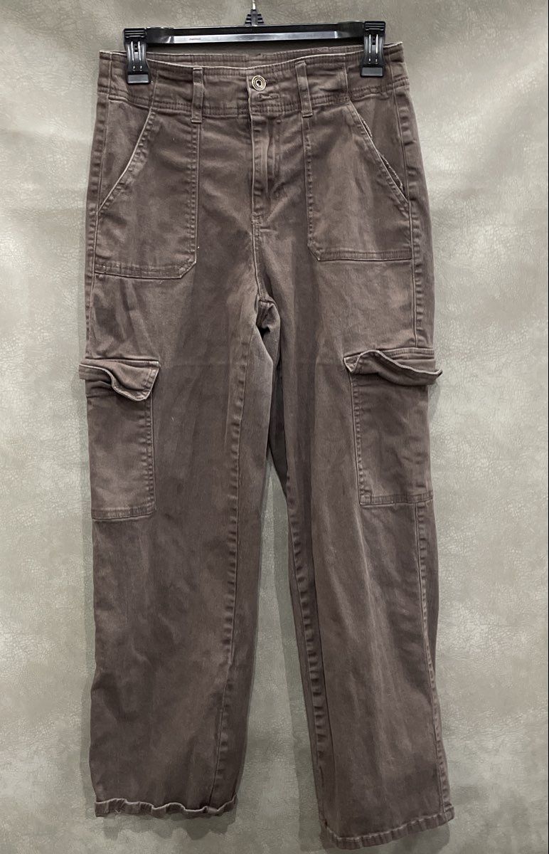 RE Generation Women's Grey Relaxed Cargo Pants Cotton Stretch Washed Sz 7/28