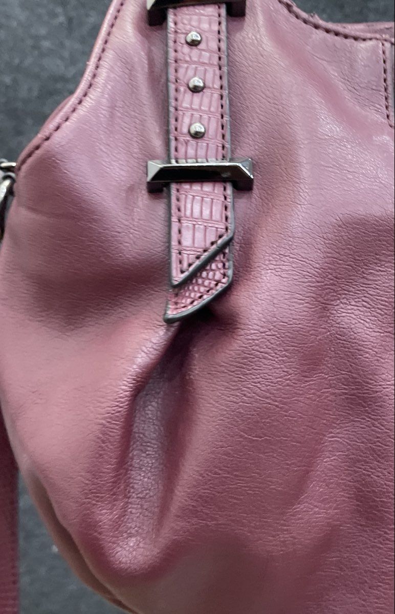 Simply Vera Vera Wang Burgundy Pebbled Faux Leather Satchel Shoulder Crossbody
