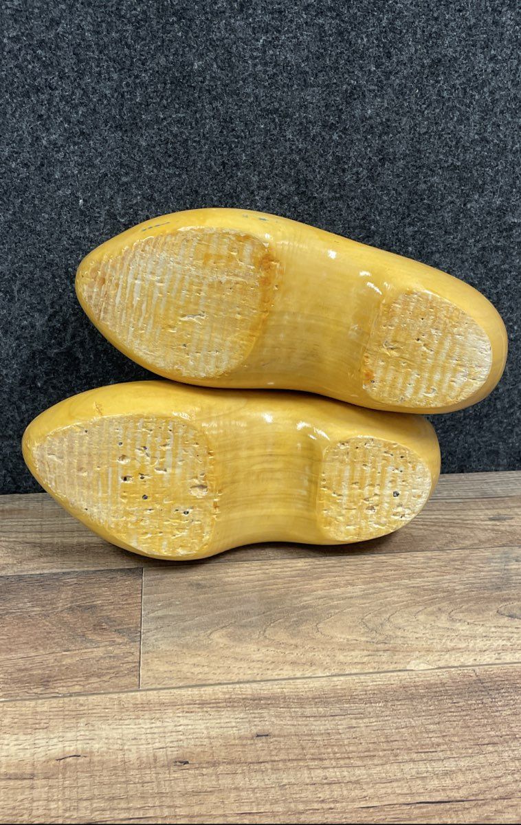 Dutch Hand Painted Wooden Shoes Klompen Orange Spiral Design Size EU 34-35