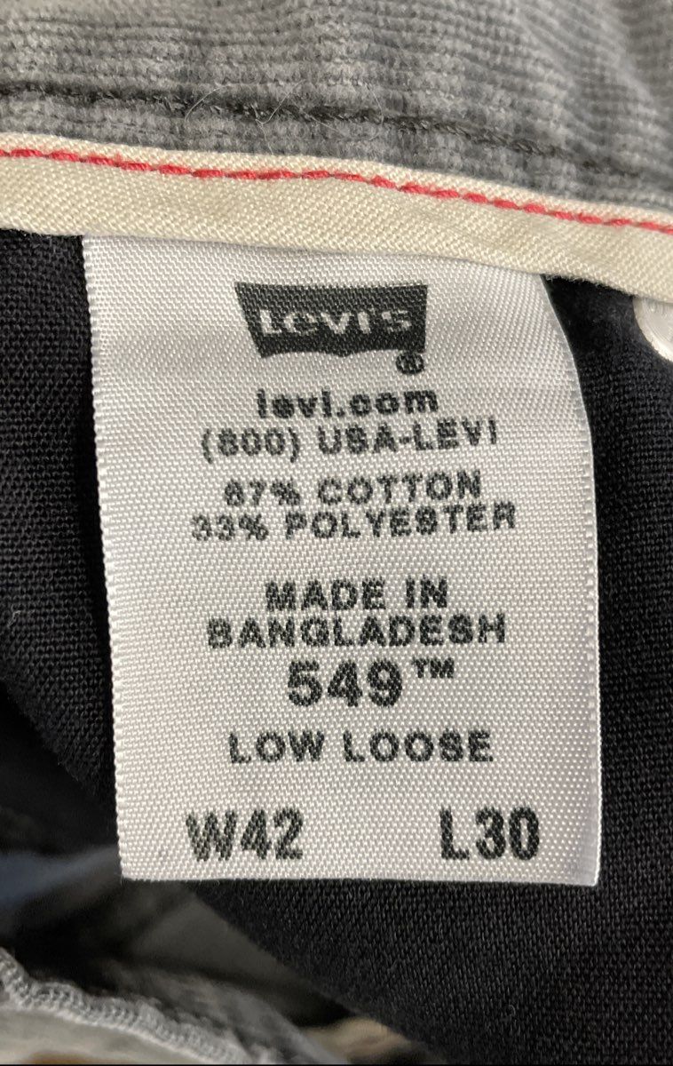 Levi's Men's 549 Low Loose Gray Corduroy Pants Y2K Size 40x30