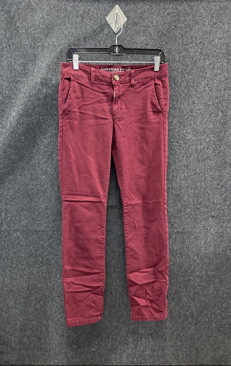 American Eagle Women's Burgundy Skinny Super Stretch Pants Maroon Sz 6