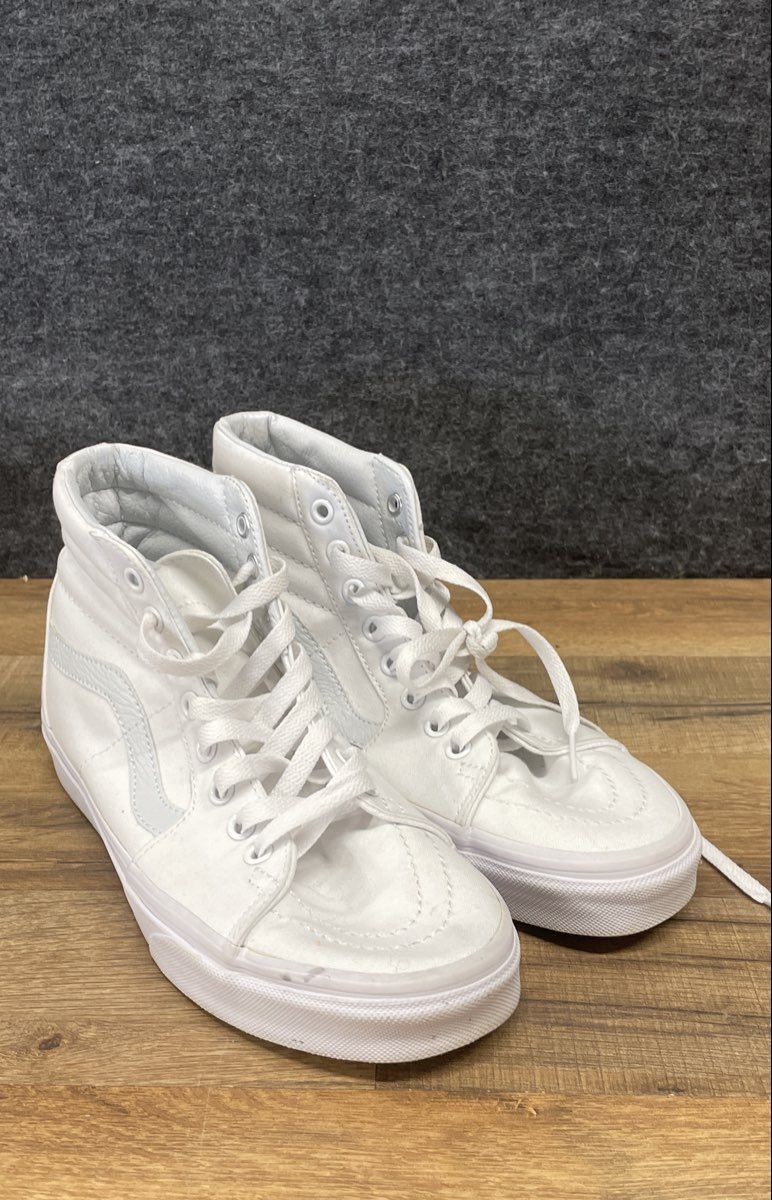 Vans Sk8-Hi Reissue White Canvas High Top Sneakers Size 6.5