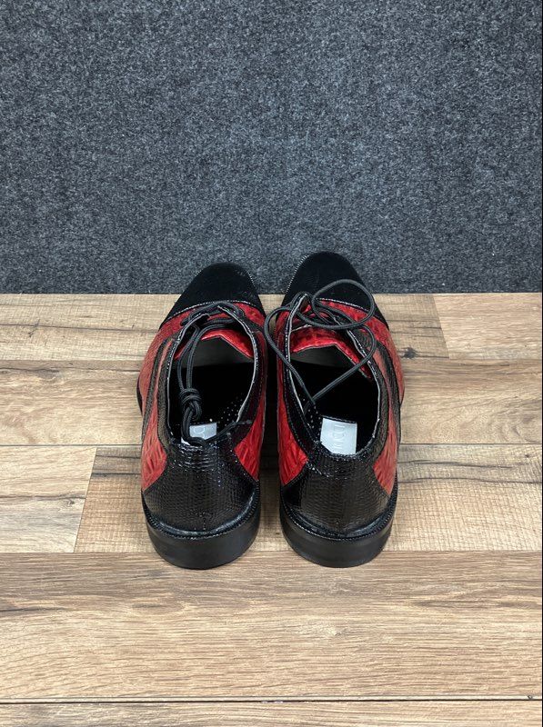 Lucio Ricci Red Black Faux Crocodile Cap Toe Derby Dress Shoes Men's Size 10