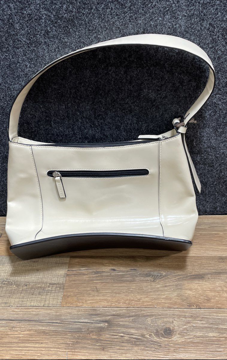 Vintage Oroton White Leather Shoulder Bag Hobo Purse Silver Hardware