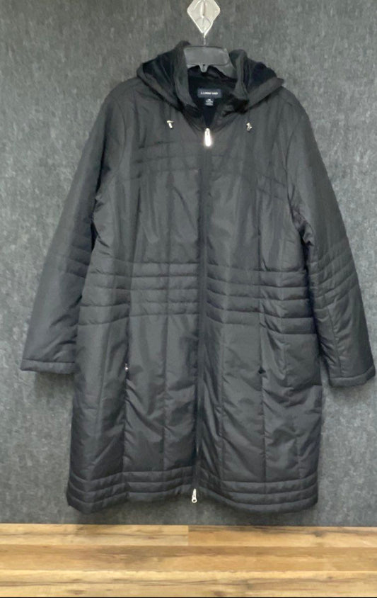 Lands' End Women's Black Quilted Insulated Hooded Parka Coat Sz 2X