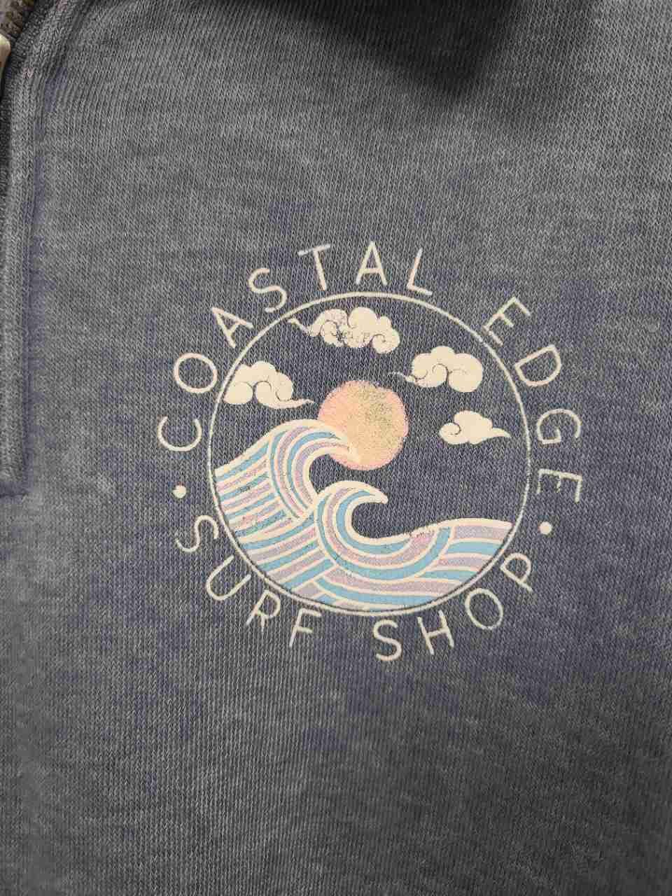 Ocean Drive Women's Blue Coastal Edge Surf Shop 1/4 Zip Sweatshirt NWT Size L
