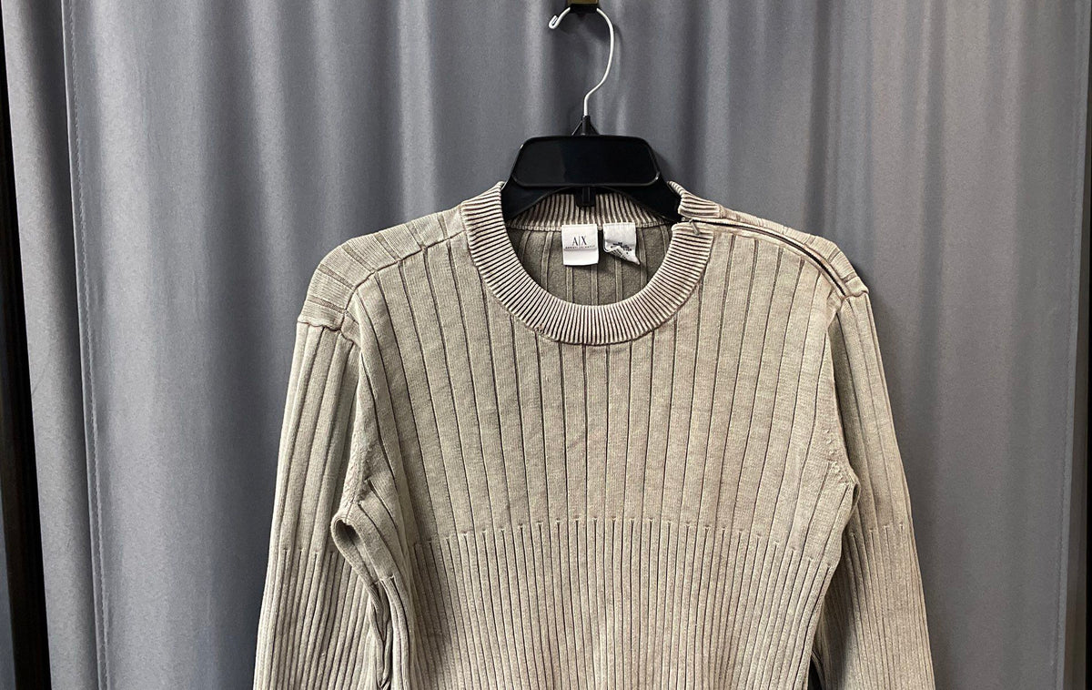 Armani Exchange Men's Gray Ribbed 100% Cotton Shoulder Zip Sweater Sz M