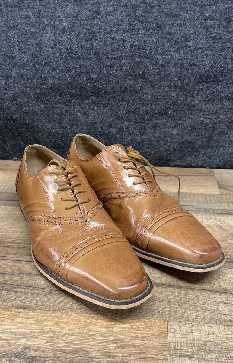 Stacy Adams Sanford Tan Multi Leather Cap Toe Oxford Dress Shoes Size 12M IOB