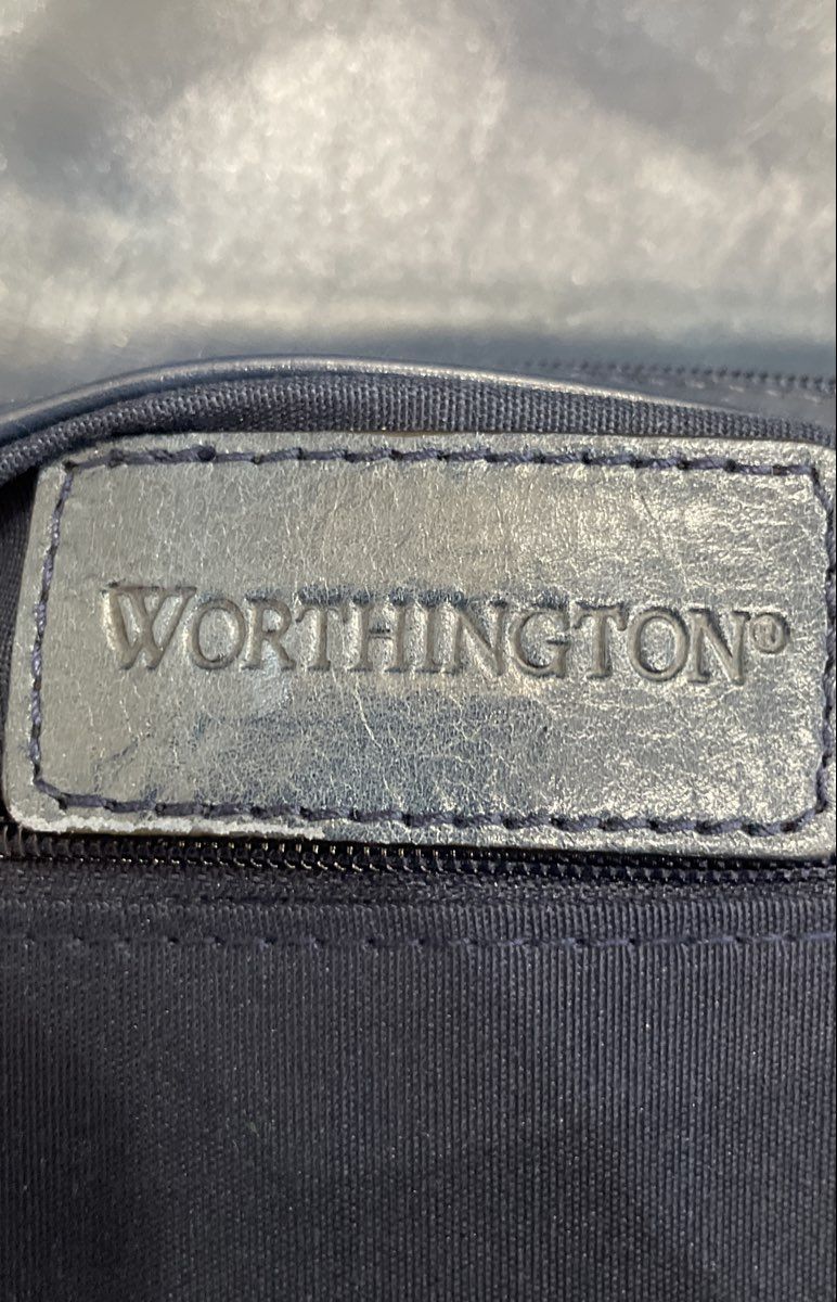 Vintage Worthington Blue Leather Buckle Flap Shoulder Bag Handbag