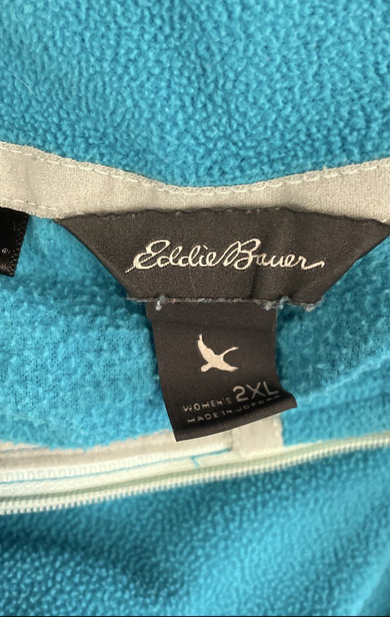 Eddie Bauer Women's Fleece Sweatshirt Teal Blue 1/4 Zip Mock Neck Sz 2XL
