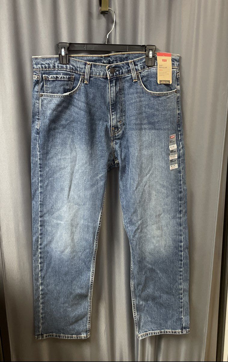 Levi's Men's 505 Regular Fit Blue Stretch Straight Leg Jeans Sz 36x29 NWT