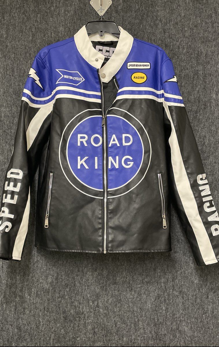 Chor Clothing Co Road King Racing Faux Leather Biker Moto Jacket Sz M