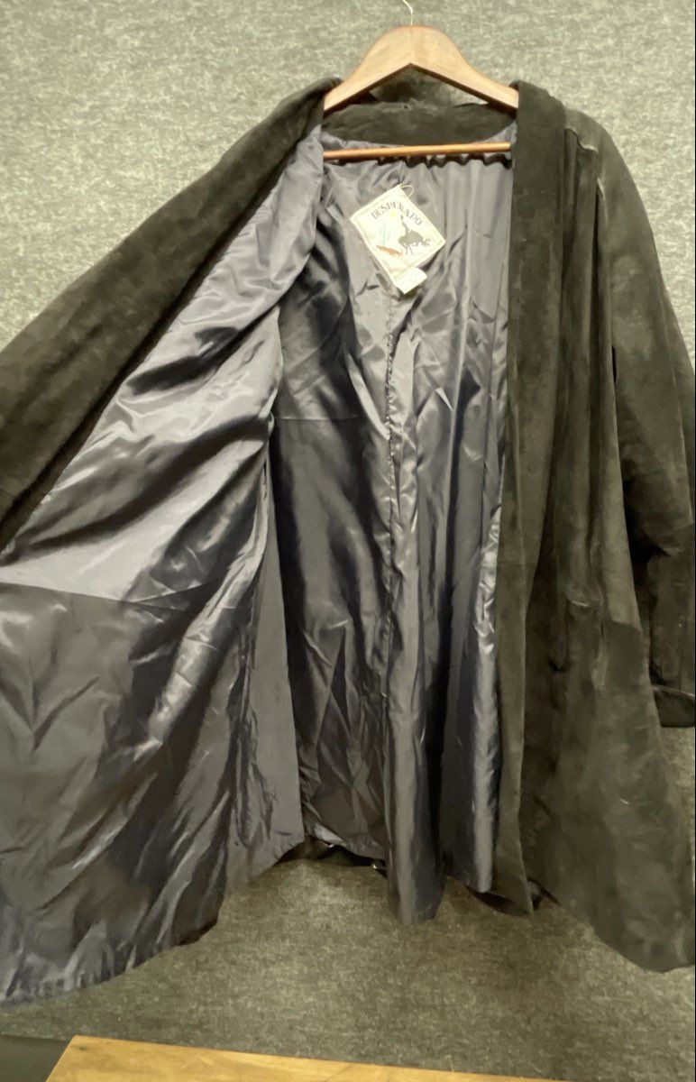 Desperado Women's Vintage 90s Black Suede Leather Shawl Collar Coat Size M