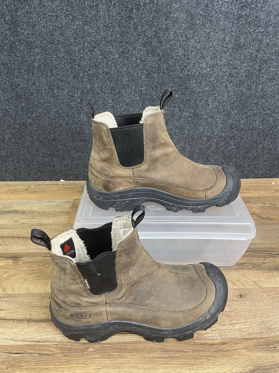 Keen Anchorage III Waterproof Pull On Insulated Brown Leather Boots Men's Size 8