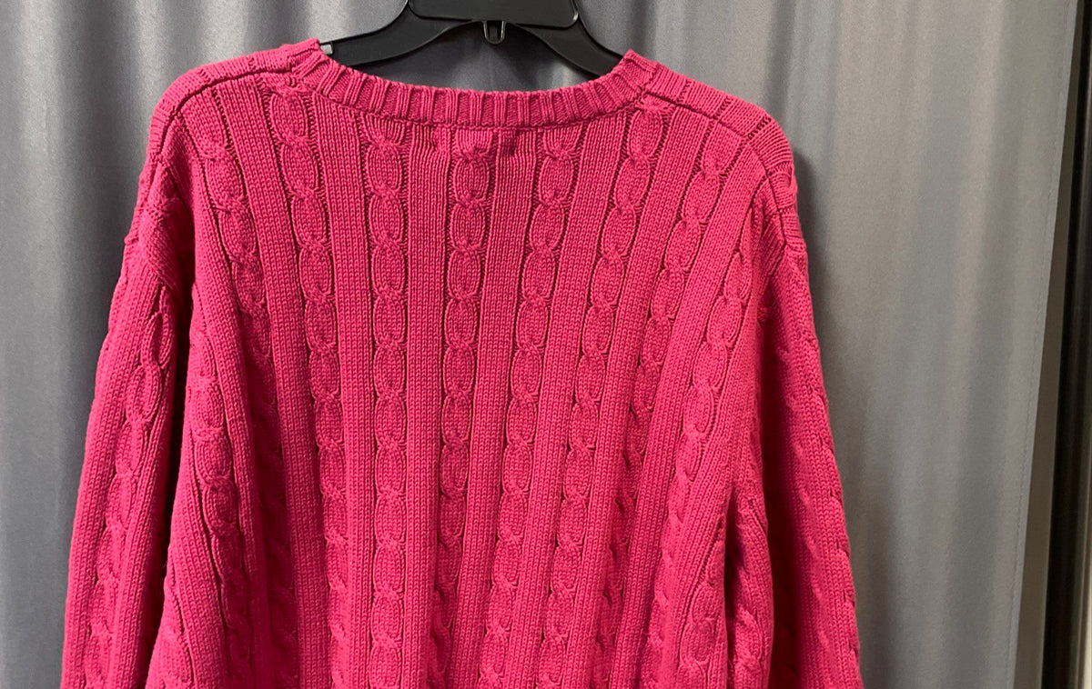 Land's End Men's Pink 100% Cotton Cable Knit Sweater Regular Sz L 42-44 NWT