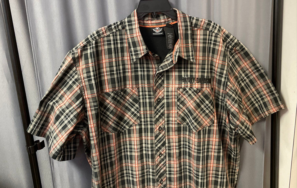 Harley-Davidson Willie G Skull Plaid Short Sleeve Performance Shirt Sz 2XL