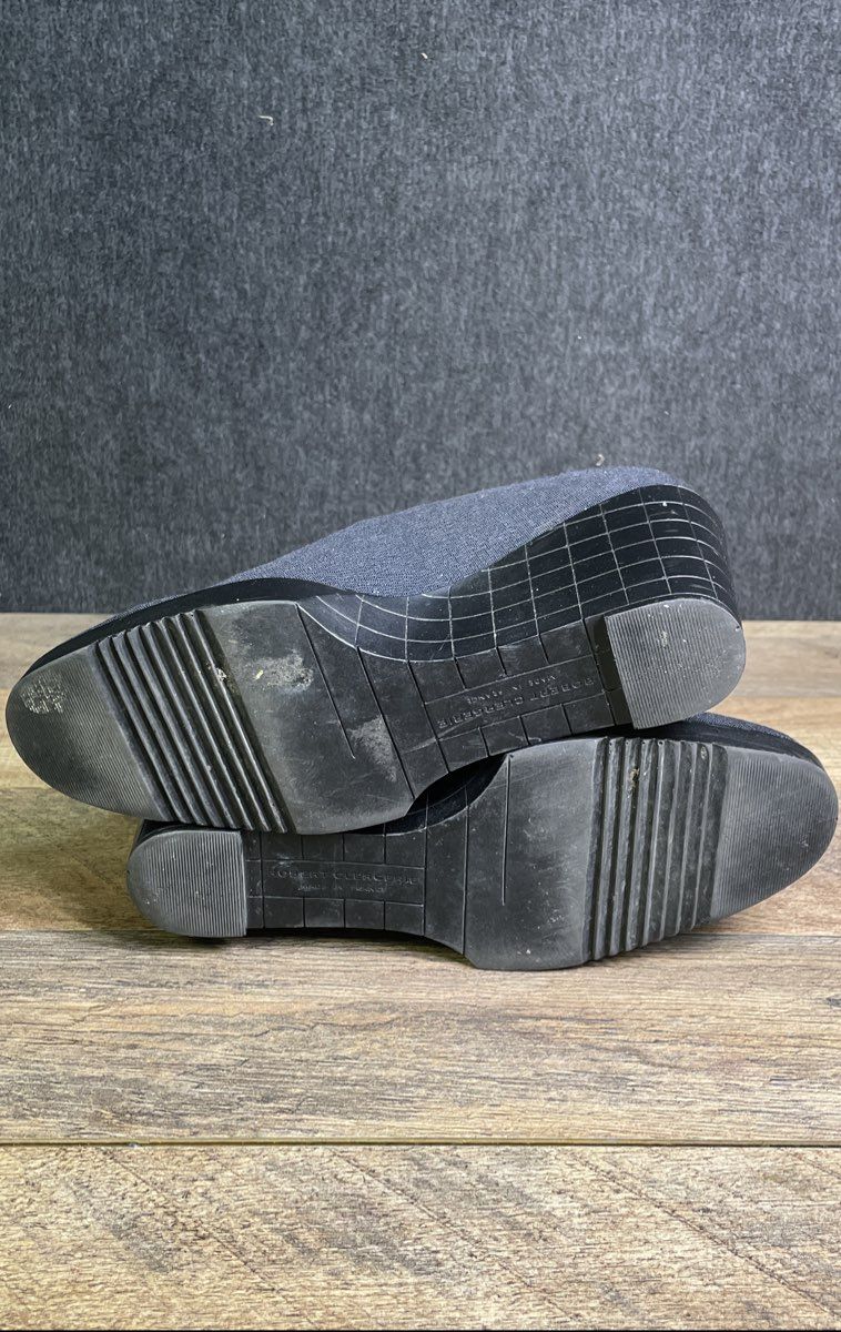 Vintage Robert Clergerie Black Stretch Fabric Wedge Pump Heels France Size 5.5