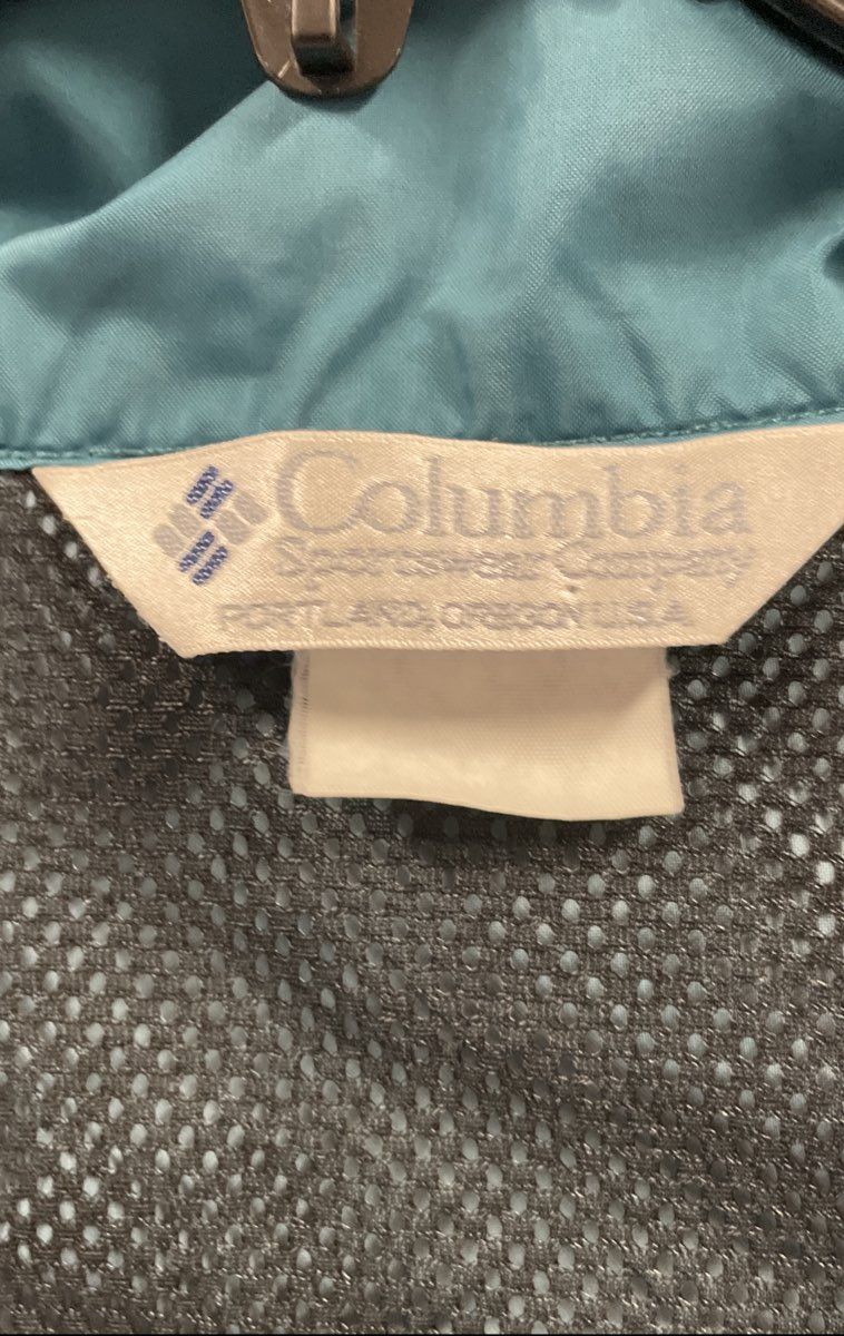 Vintage 90s Columbia Men's Teal Full Zip Hooded Windbreaker Jacket