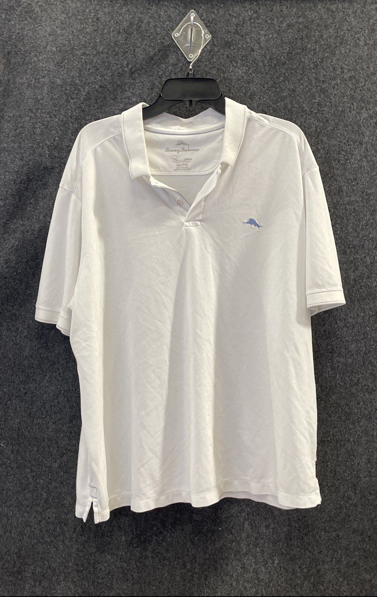 Tommy Bahama Men's White Short Sleeve Polo Shirt Supima Cotton Blend Size XXL