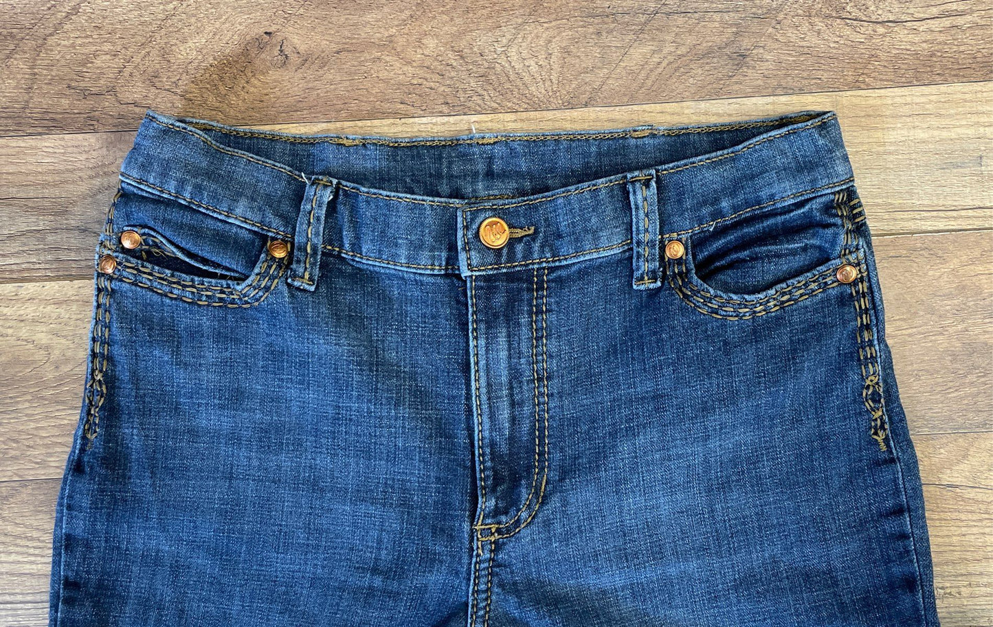 Wrangler Women's Blue Contrast Stitching Bootcut Stretch Jeans Sz 18 Slim