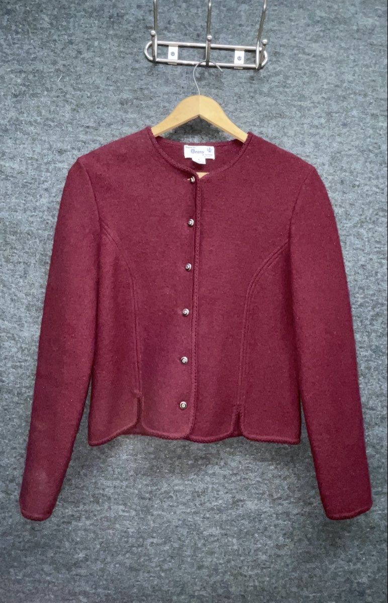 Vintage 90s Deans of Scotland Women's Purple Pure Wool Cardigan Sweater Sz 6