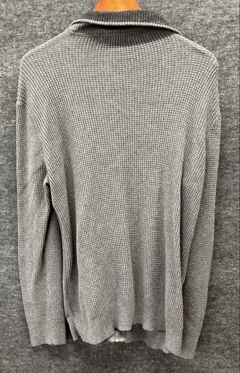 Calvin Klein Jeans Men's Grey Full Zip Waffle Knit Sweater Jacket Sz L