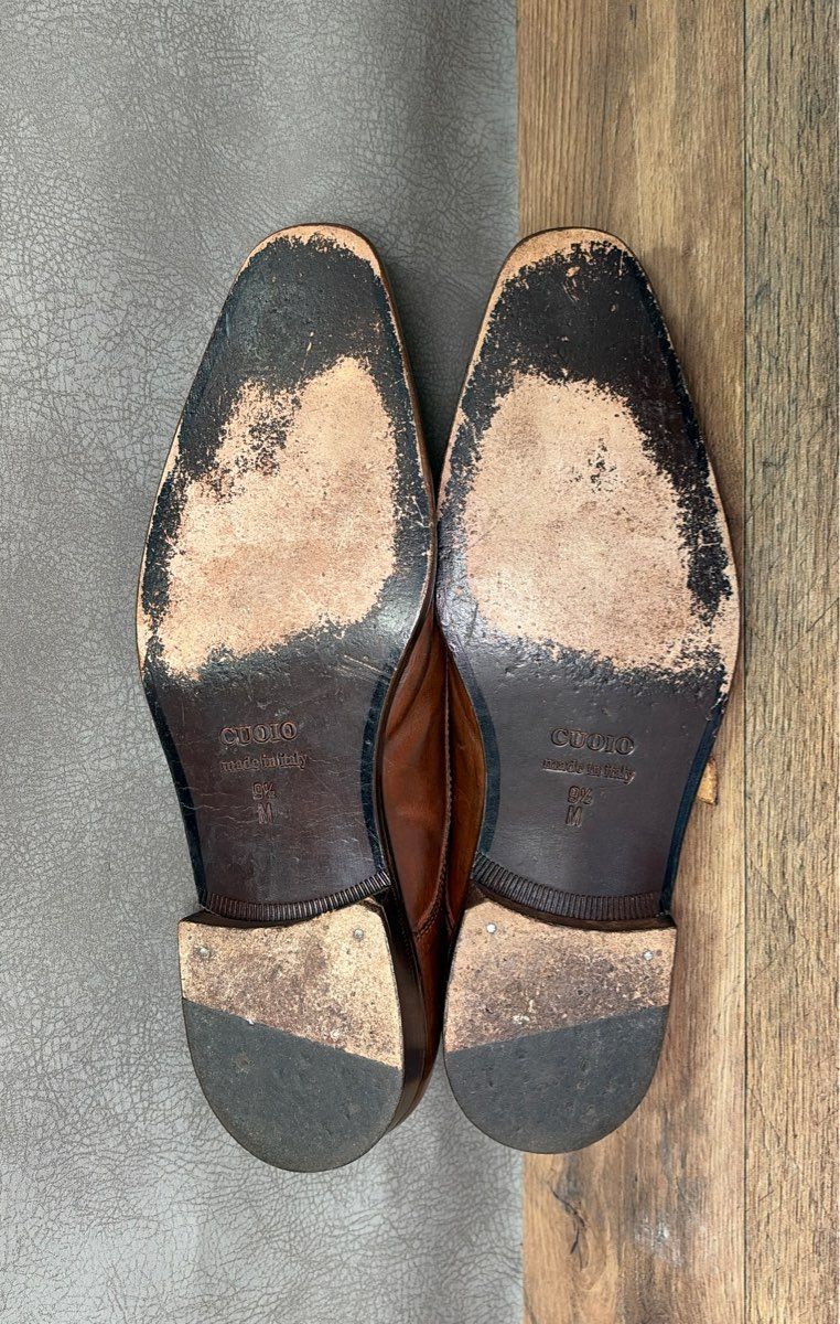 Mercanti Fiorentini Double Monk Strap Cap Toe Brown Leather Dress Shoes Size 9.5