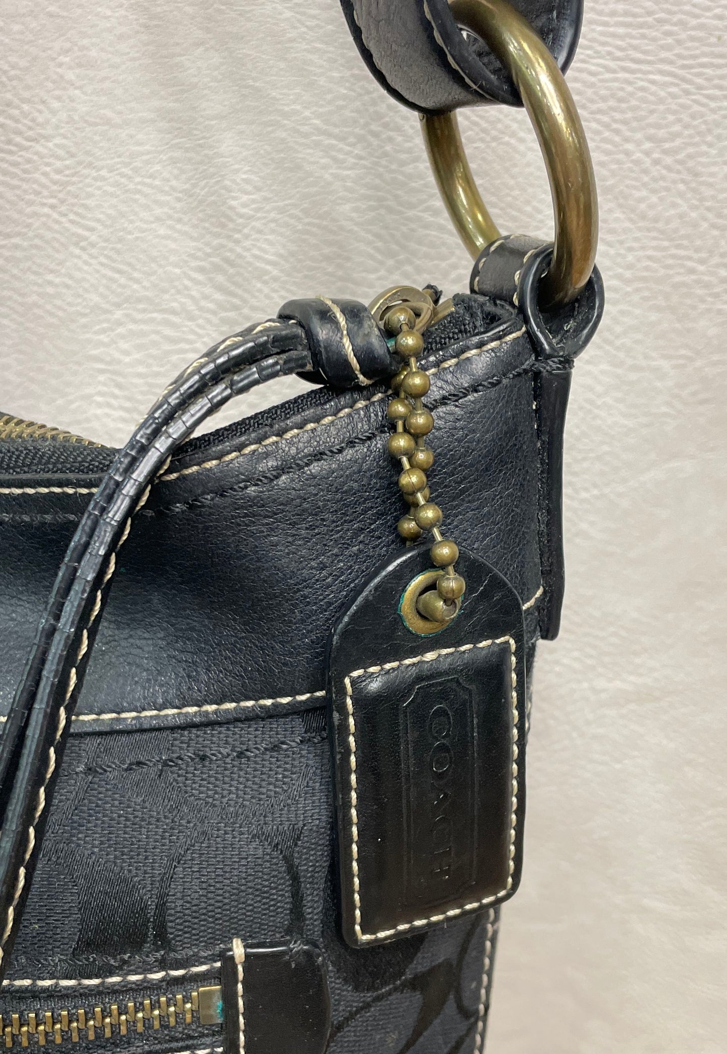 Coach Black Signature Jacquard Leather Trim Small Shoulder Crossbody Bag 10402