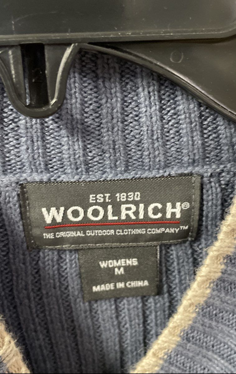 Woolrich Women's Blue Ridge Ribbed Mock Neck Sweater Ramie Cotton Blend Sz M