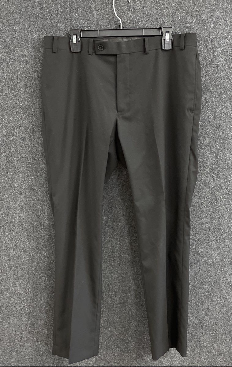 Calvin Klein Men's Black Flat Front Dress Pants Poly Rayon Blend 36x30