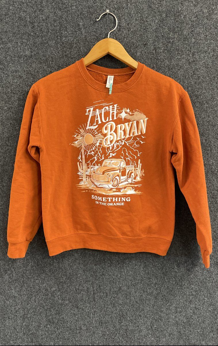 Zach Bryan Something in the Orange Crewneck Sweatshirt Men's Orange Sz S