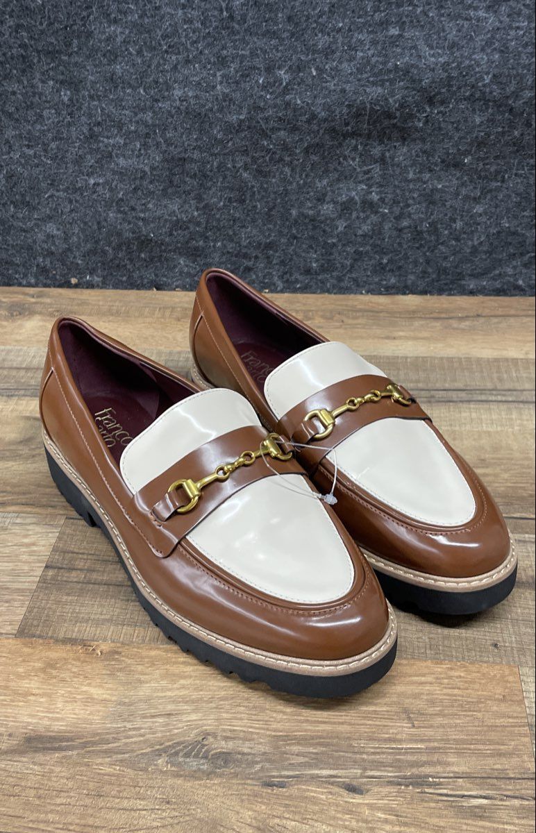 Franco Sarto Colette Brown White Lug Sole Bit Loafers Women's Size 9W